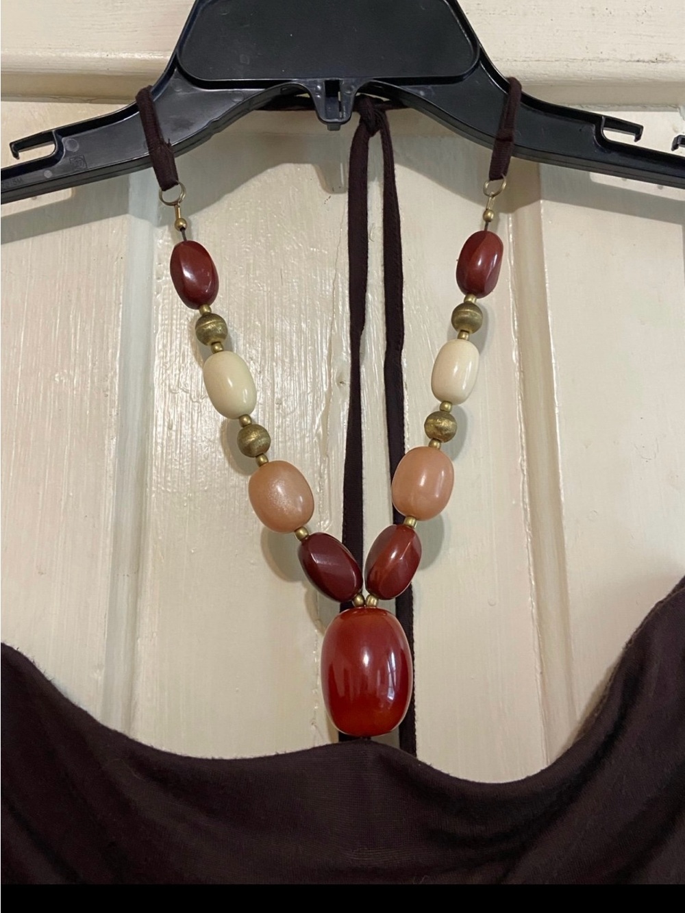 Michael Michael Kors halter with built in necklace brown & beige layers dress M - Picture 7 of 12
